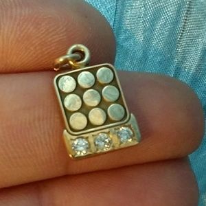 New 14 KT GOLD DOMINO GEN DIAMOND PENDANT CHARM